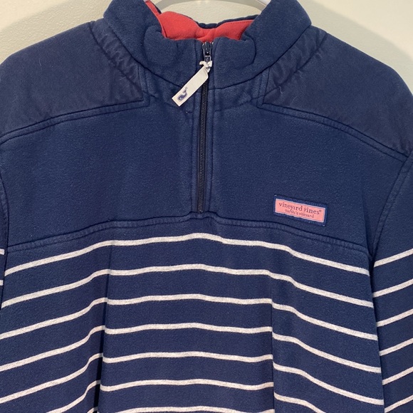 Mens Stripped Blue Vineyard Vines Quarterzip - Picture 2 of 6
